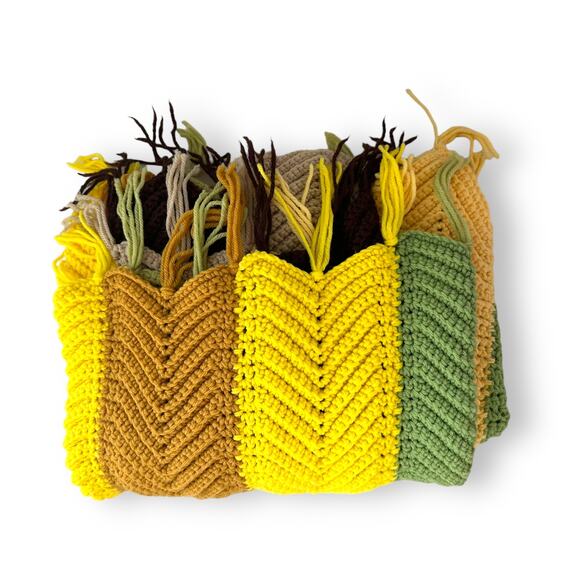 Handmade Crochet Throw Blanket Afghan Chevron Zig Zag Multicolor Stripe 50"x53" - Picture 3 of 16